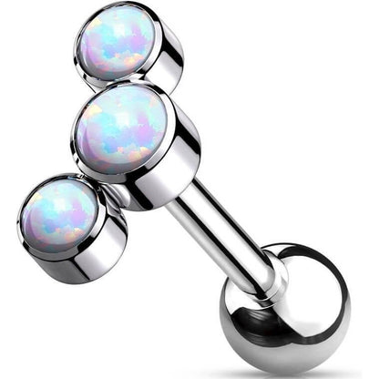 Titanium Barbell 3 Opal Silver Internally Threaded