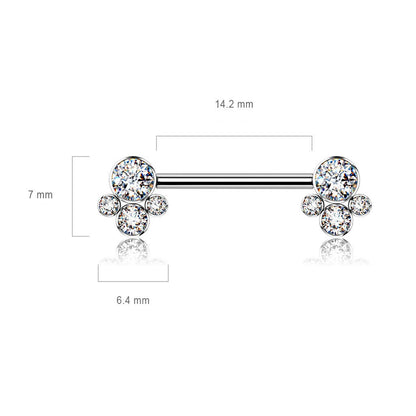 Titan Nippelpiercing 4 Zirkonia Silber Innengewinde