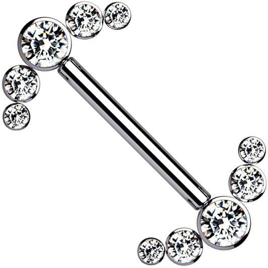 Titanium Nipple Piercing 5 Zirconia Silver Internally Threaded