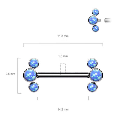 Titan Nippelpiercing 3 Opal Silber Innengewinde