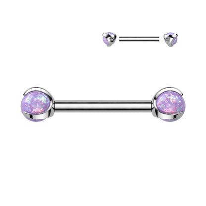 Titanium Nipple Piercing Opal Internally Threaded