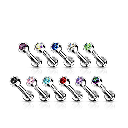 Titane Labret Bille Zircone Argent Filetage Interne