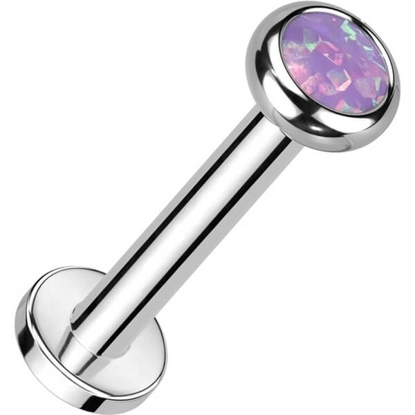 Titanium Labret Zirconia Opal Internally Threaded