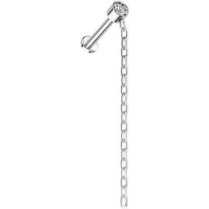 Titanium Labret chain dangle zirconia Internally Threaded