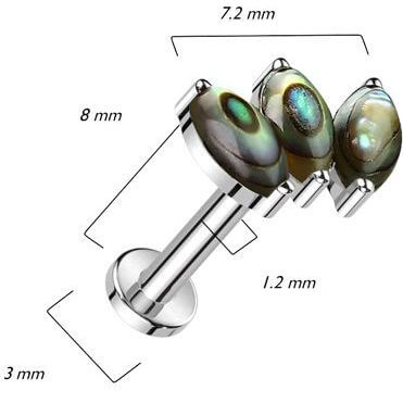 Titanio Labret Pietre Naturali taglio Marquise Filettatura Interna