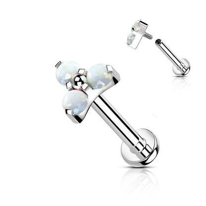 Titan Labret Dreieck Opal Silber Innengewinde