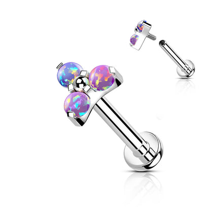 Titan Labret Dreieck Opal Silber Innengewinde