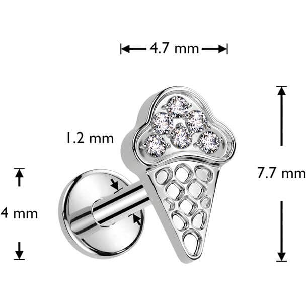 Titanio Helado de Circonitas Rosca interna Labret