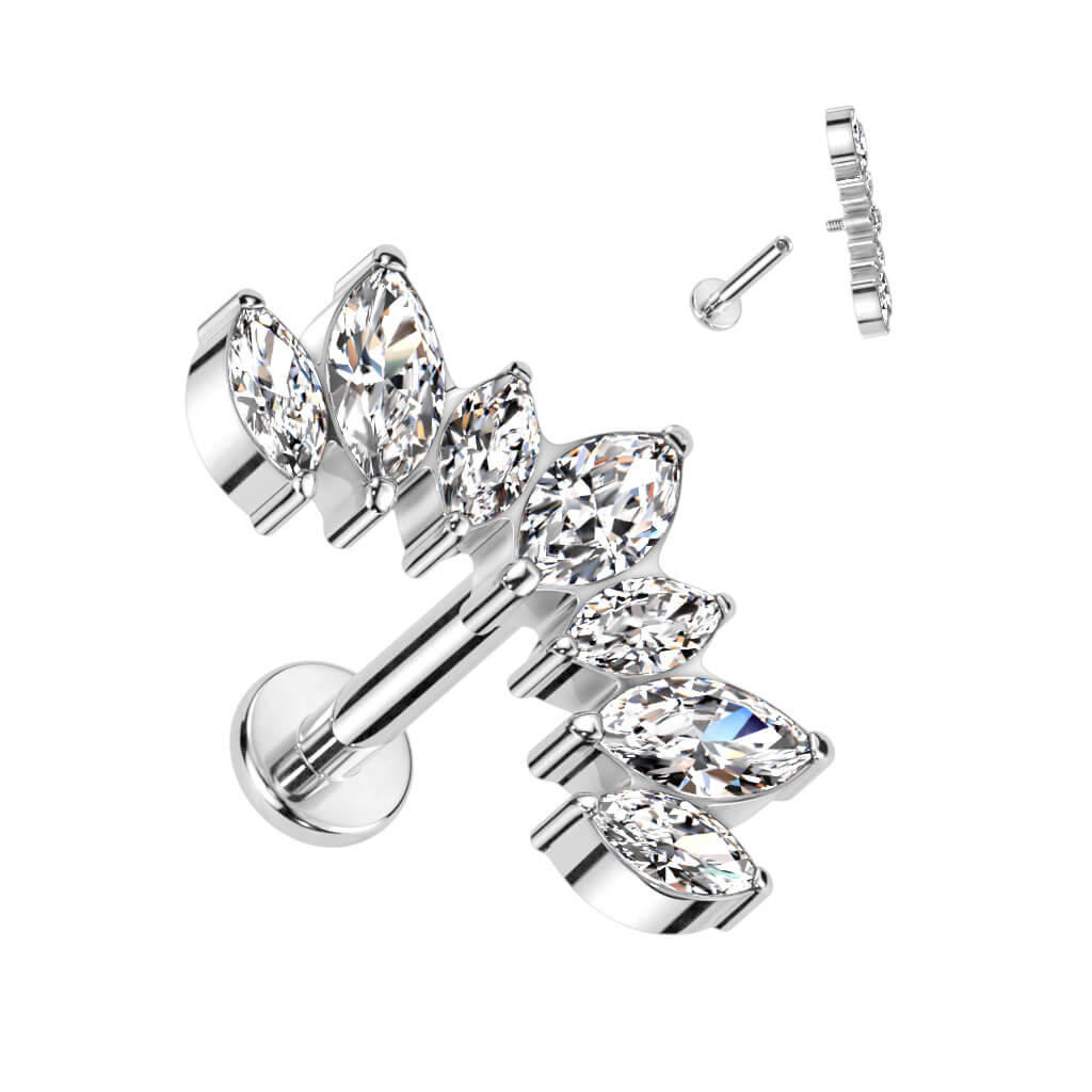 Titanio 7 Circonitas talla Marquesa Rosca interna Labret