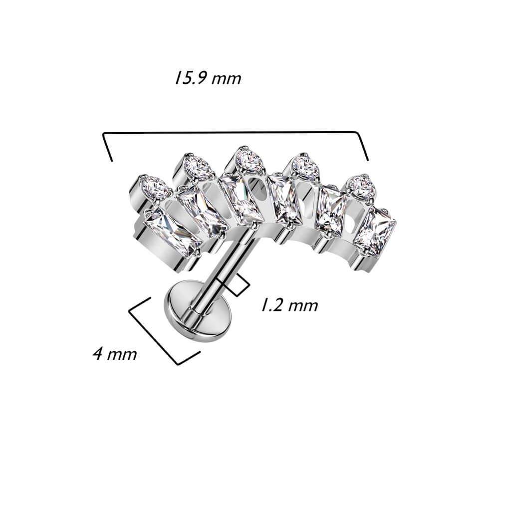 Titanio Labret Baguette di zirconi Filettatura Interna