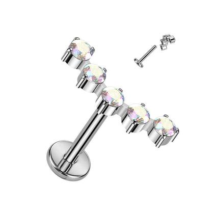 Titane Labret Demi-Cercle Zircone Filetage Interne