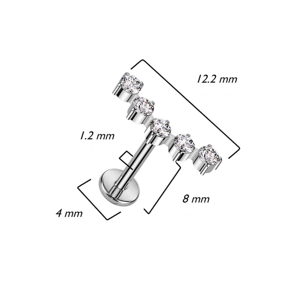 Titane Labret Demi-Cercle Zircone Filetage Interne