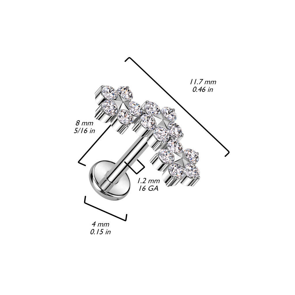 Titanio Labret fiori di zirconi Filettatura Interna