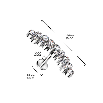 Titanio Labret Doppia linea di zirconi Filettatura Interna