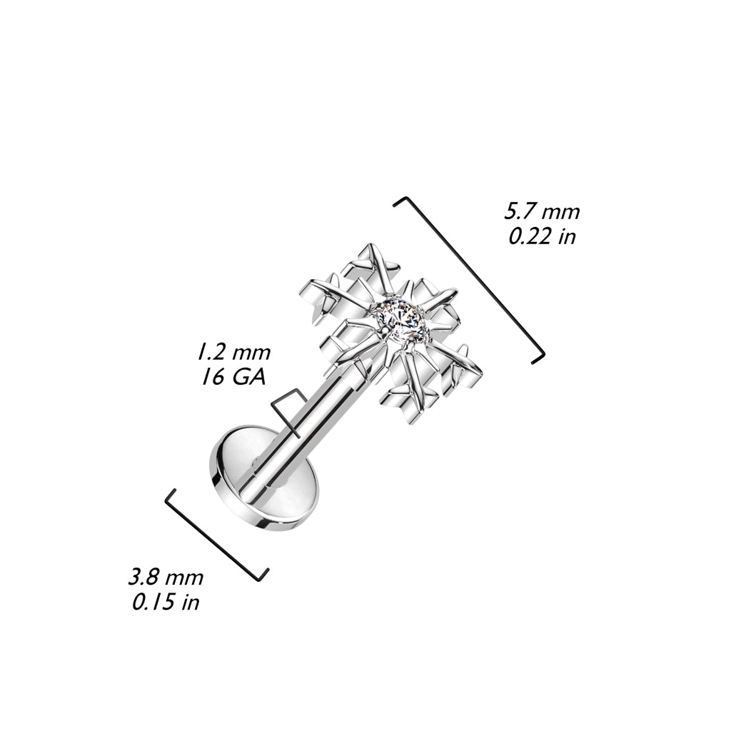 Titanio Labret Fiocco di neve con zircone Filettatura Interna