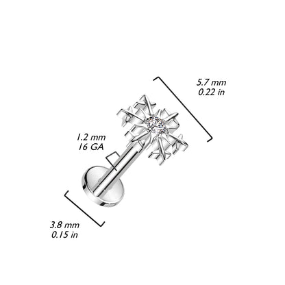 Titanio Labret Fiocco di neve con zircone Filettatura Interna