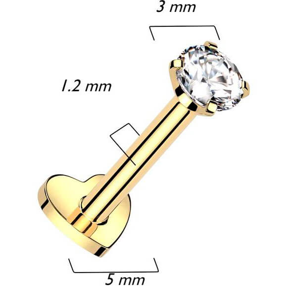 Titane Labret Base Cœur Zircone Filetage Interne