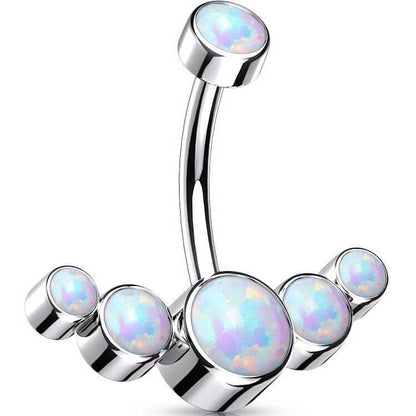 Titanium Belly Button Piercing 5 Opal Silver Internally Threaded