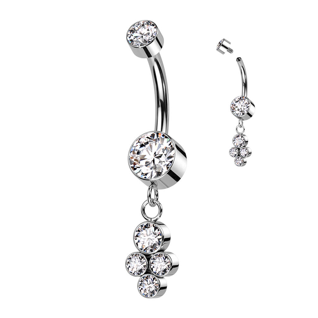 Titan Bauchnabelpiercing Zirkonia beweglich Silber Innengewinde