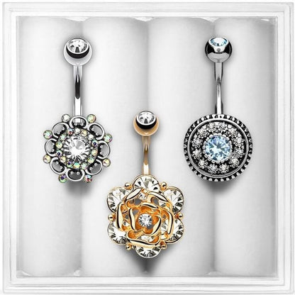 Bauchnabelpiercing Blumen Zirkonia