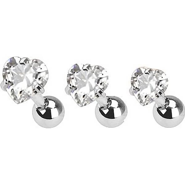 Barbell Heart Zirconia Silver