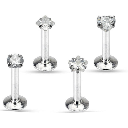 Labret Set Zirconia Silver Internally Threaded