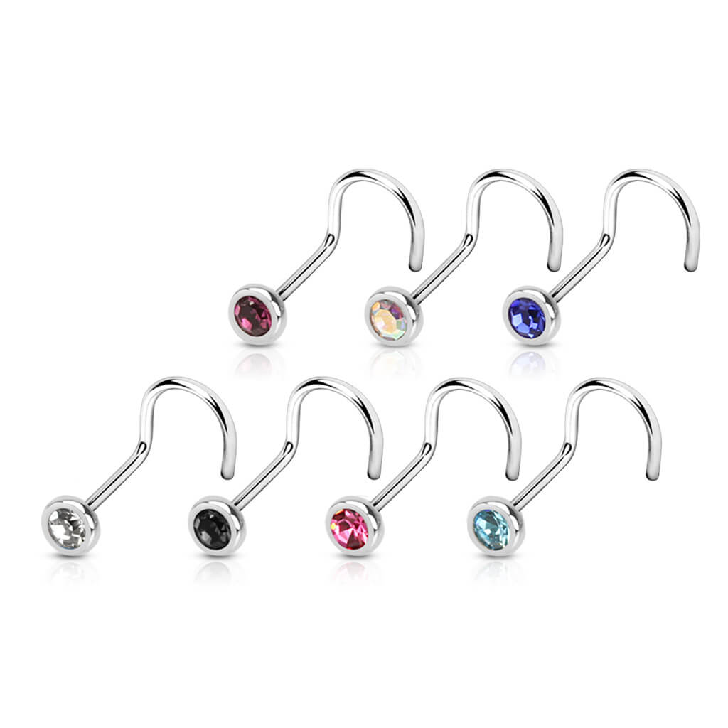 Nose Screw Zirconia Round Silver