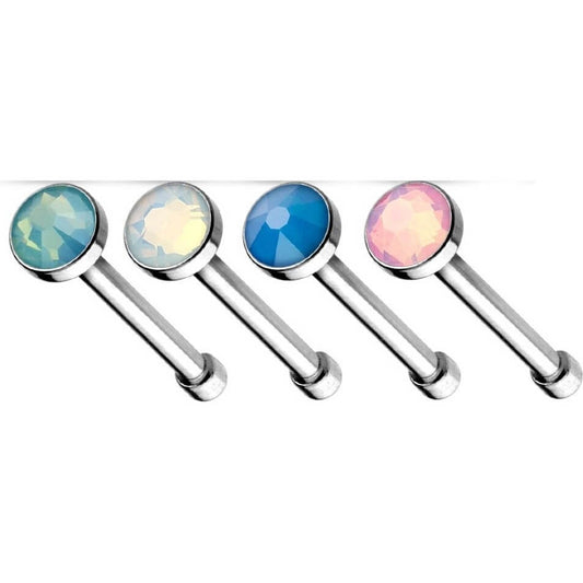 Nose Stud Opal Silver