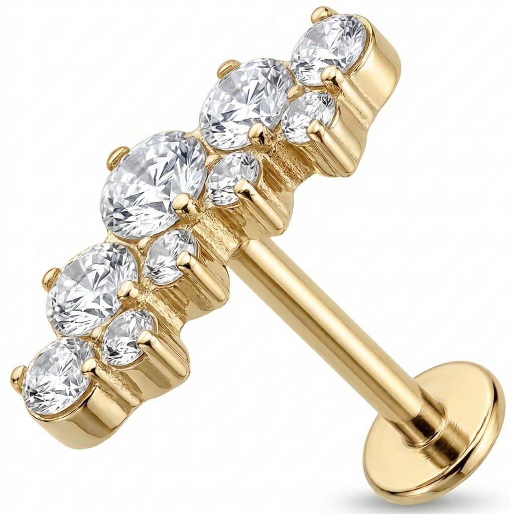 Titanium Labret Graduated Crystal Curve Cluster Internally Threaded