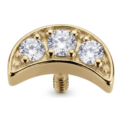 Titanium Top Crescent Moon Triple Zirconia Internally Threaded