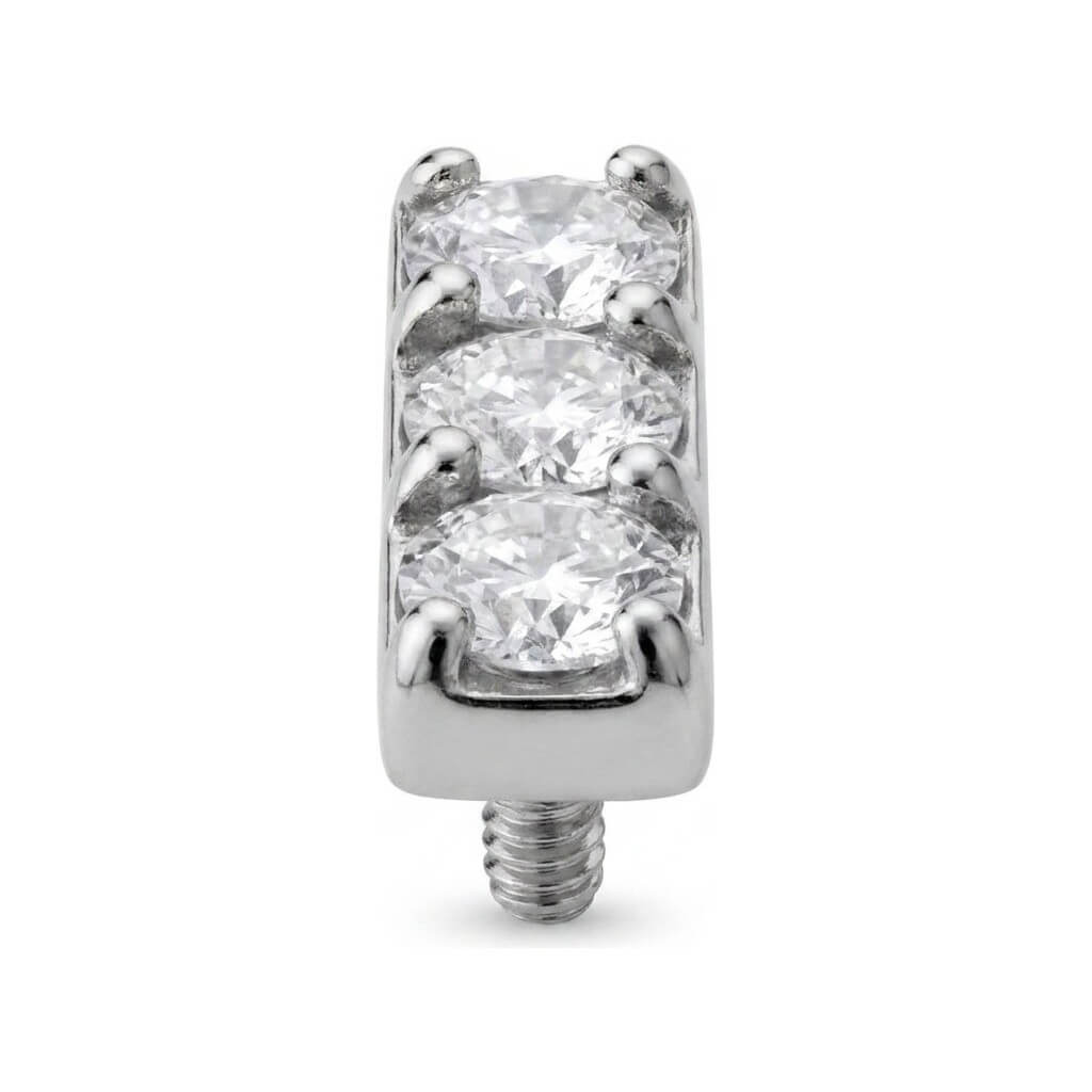 Titanium Top Triple Zircon Row Internally Threaded