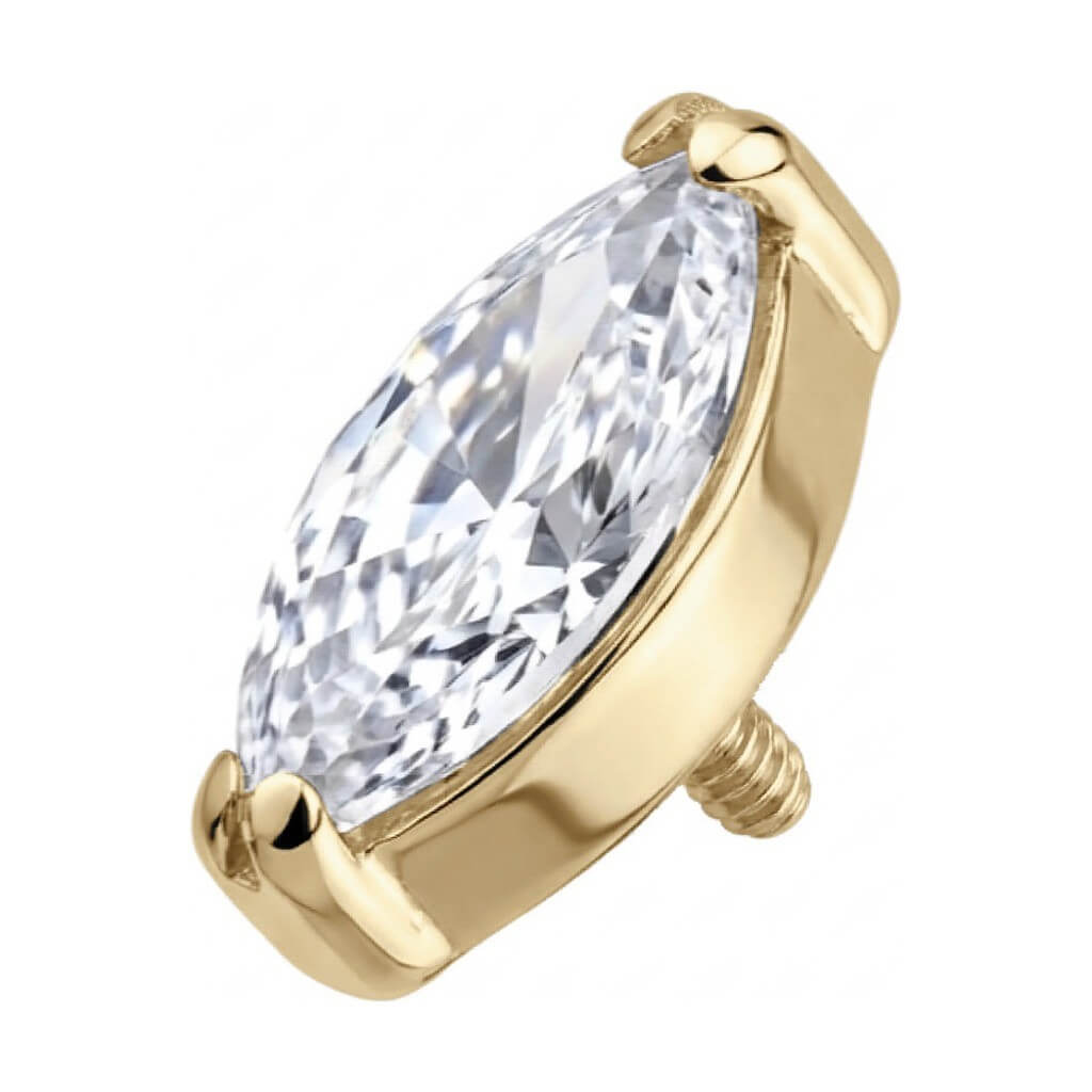 Titanium Top Marquise Cut Zirconia Internally Threaded