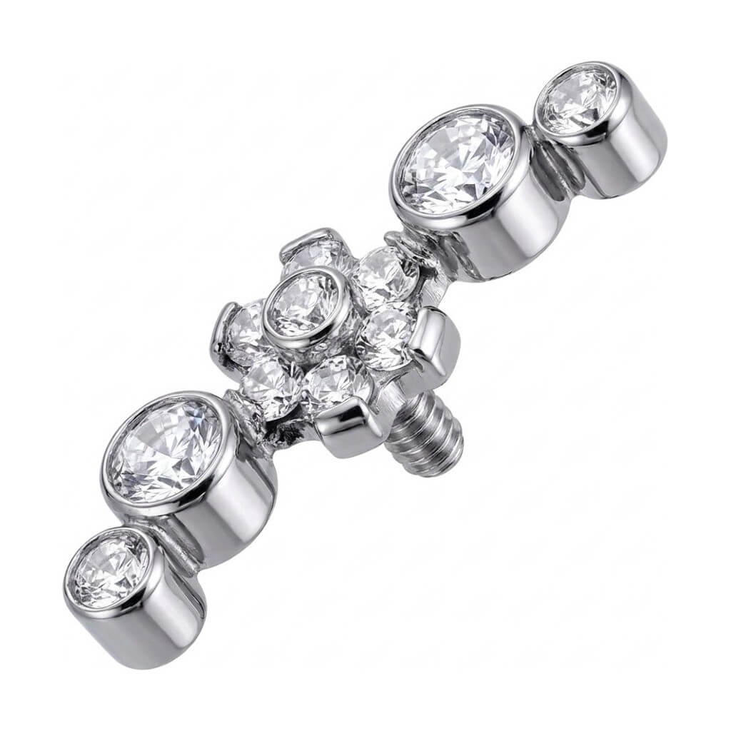 Titanium Top Zircon Flower Cluster Garland Internally Threaded