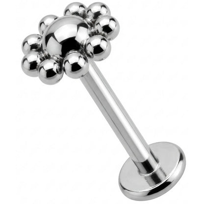 Titanium Labret Beaded Flower Dome Cluster Internally Threaded