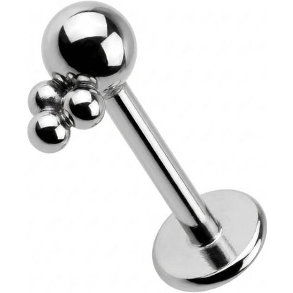 Titanium Labret Sphere With Triple Bead Cluster Internally Threaded