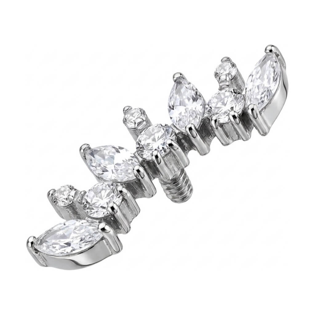 Titanium Top Curved Marquise Cut Cluster Internally Threaded