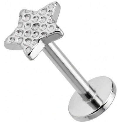 Titanium Labret Star With Stones Internally Threaded