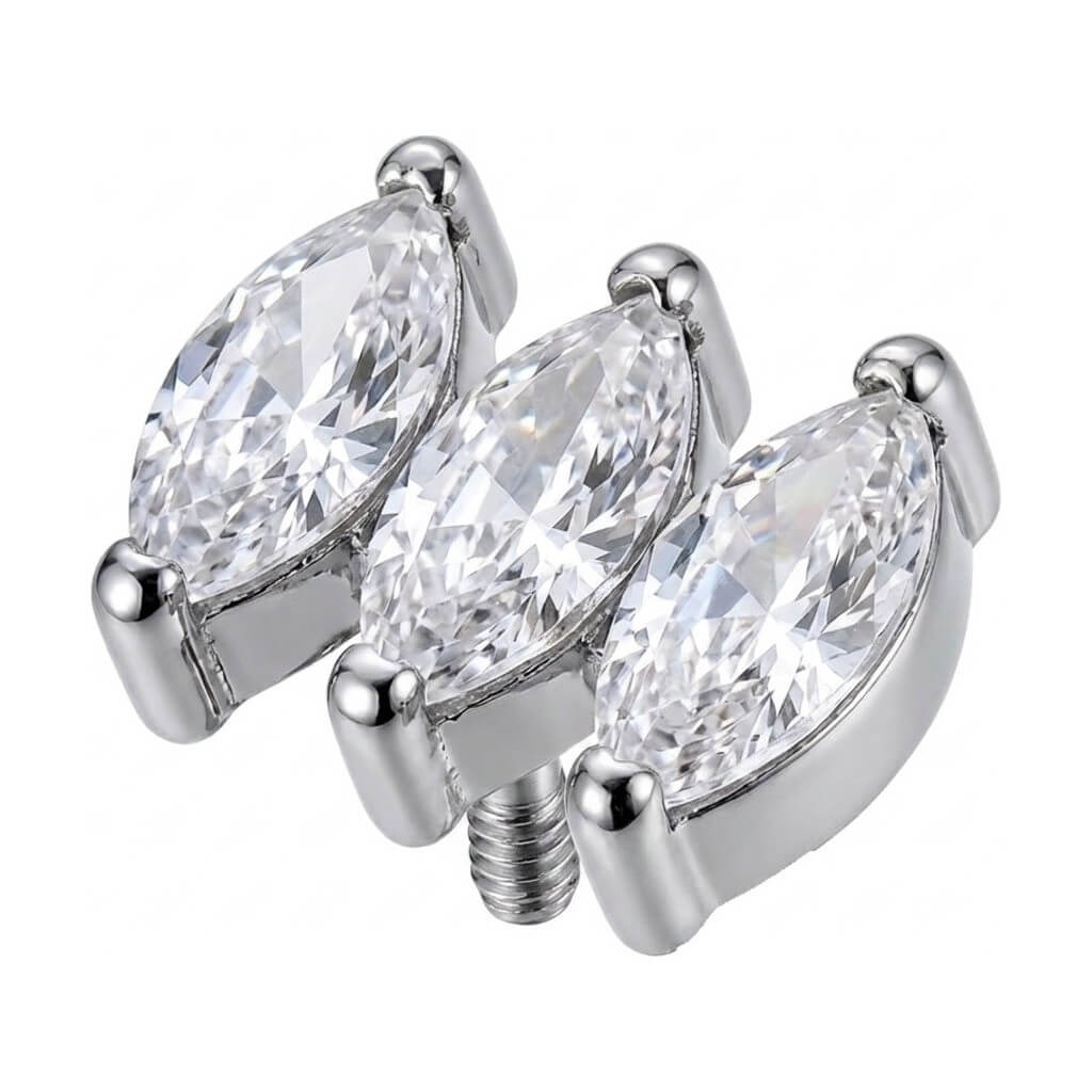 Titanium Top Triple Marquise Zirconia Cluster Internally Threaded