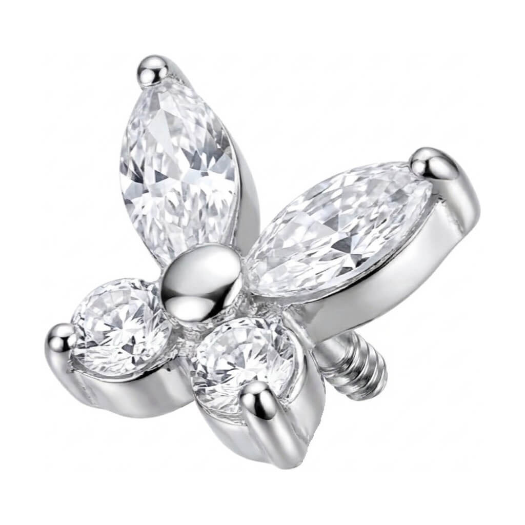 Titanium Top Marquise Zirconia Butterfly Internally Threaded