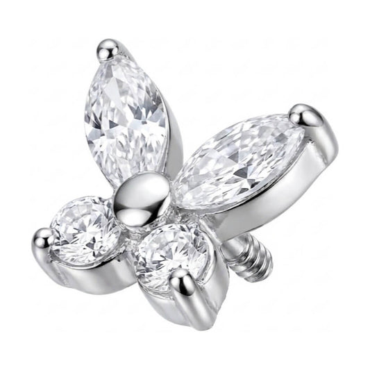 Titanium Top Marquise Zirconia Butterfly Internally Threaded