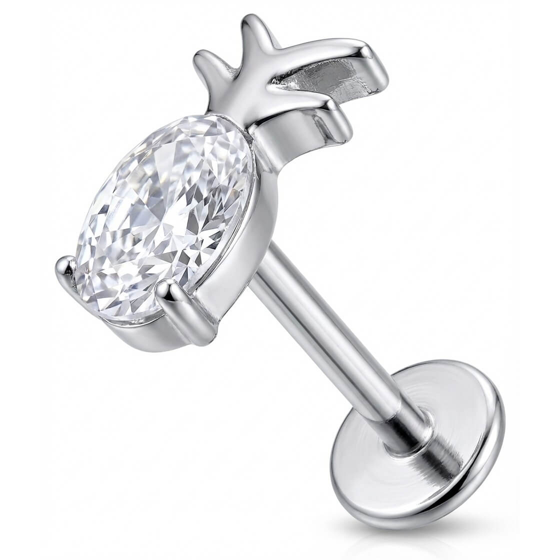 Titanium Labret Crystal Pineapple Fruit Design Internally Threaded