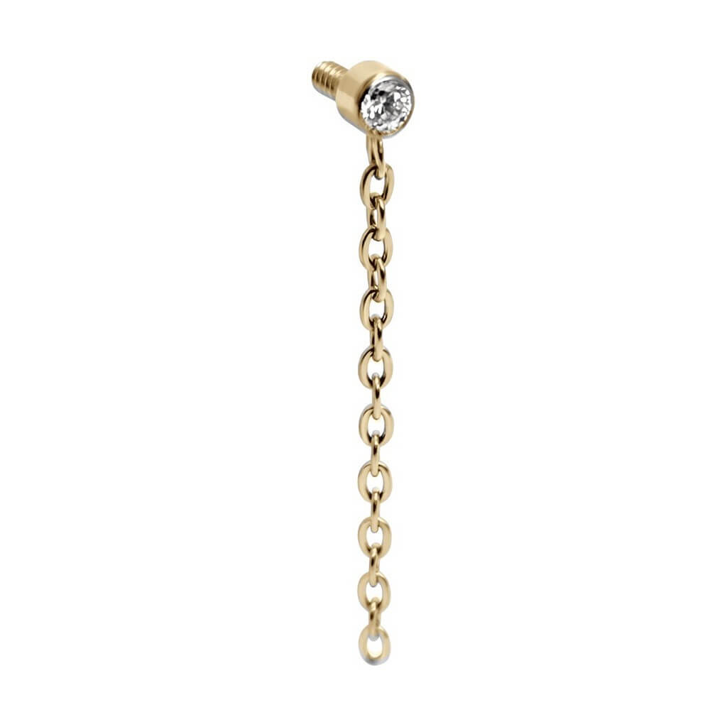 Titanium Top Round Zirconia With Dangle Chain Internally Threaded