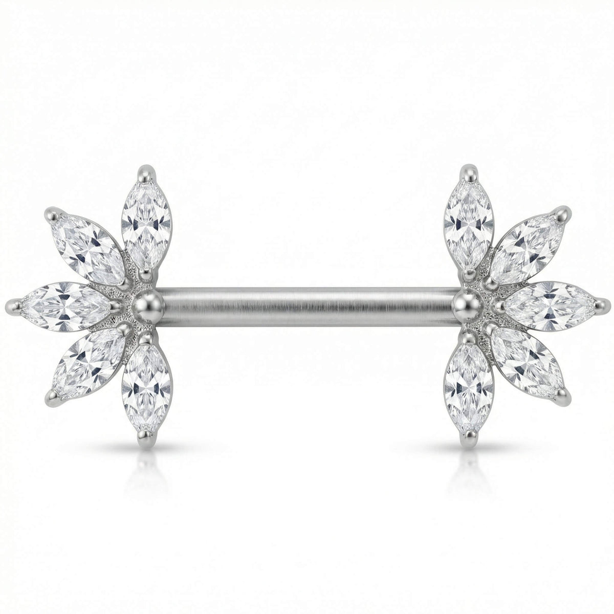 Titanium Nipple Piercing Marquise Cut Crystal Fan Push-In