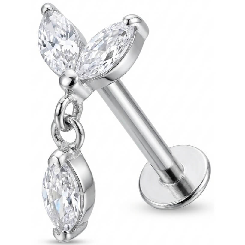 Titanium Labret opal bezel setting Internally Threaded