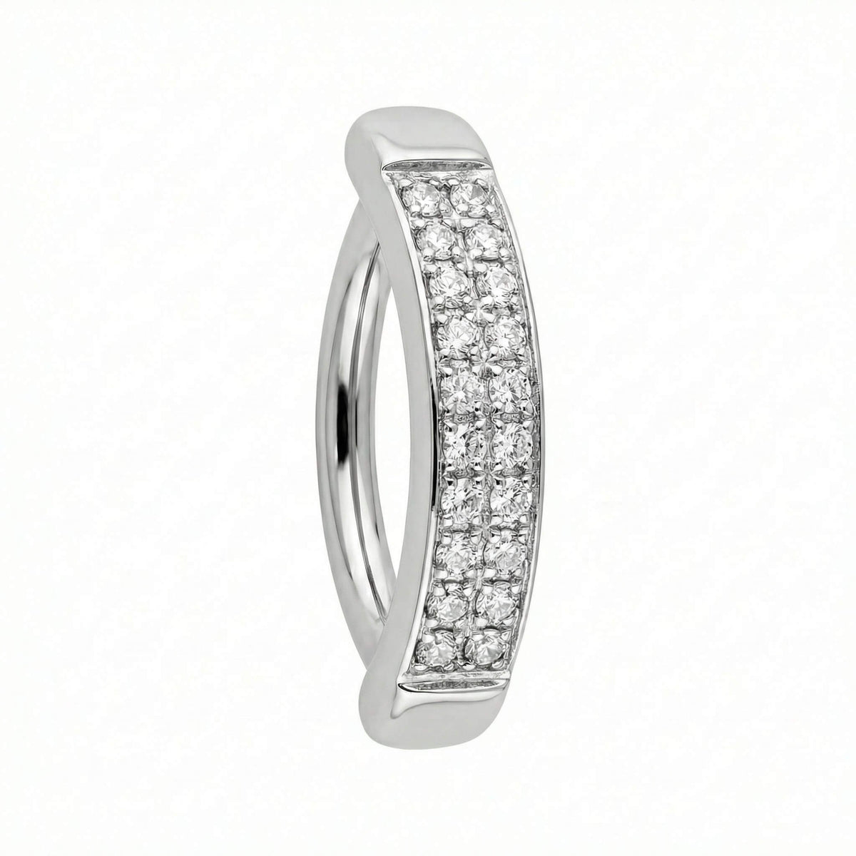 Titanium Belly Button Piercing Double Row Crystal Band Clicker
