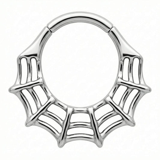 Titanium Ring Gothic Spider Web Clicker