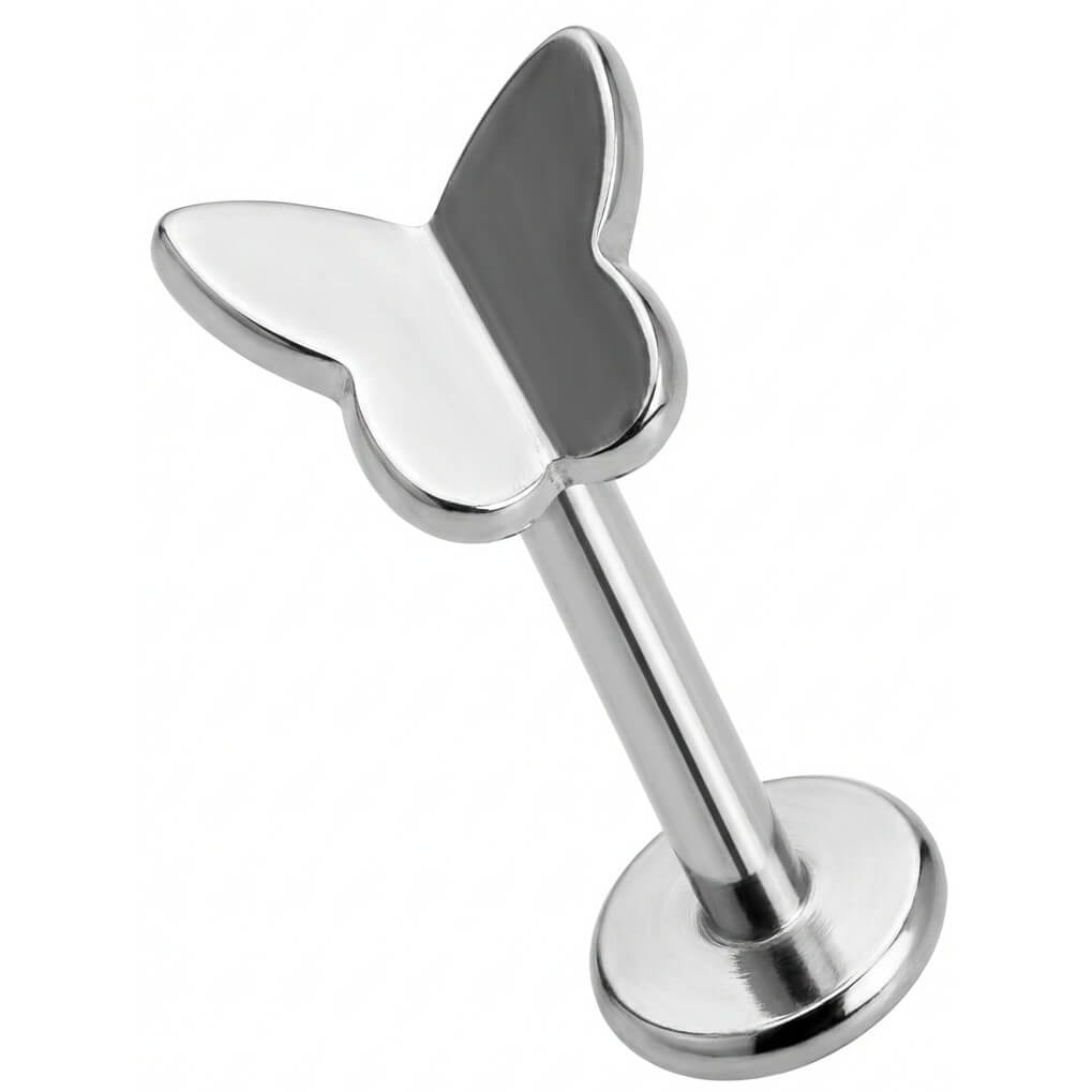 Titanium Labret Little Butterfly Silhouette Top Internally Threaded