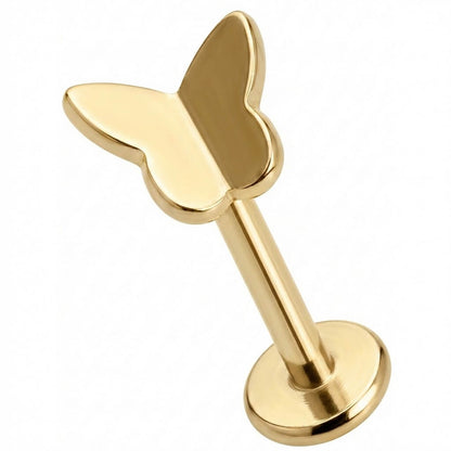 Titanium Labret Little Butterfly Silhouette Top Internally Threaded