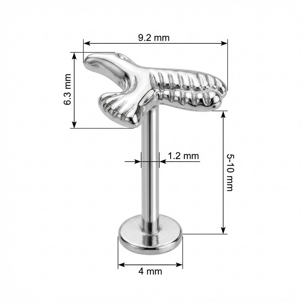 Titanium Labret Flying Hummingbird Figure Internally Threaded