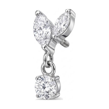 Titanium Top Double Marquise With Dangle Internally Threaded